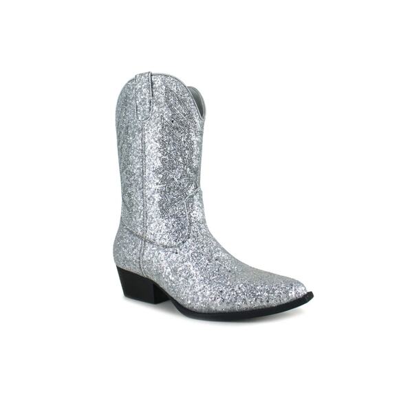 WESTERN BOOT SILVER GLITTER WOMEN'S SIZE 9 WIDE PORTLAND BOOT COMPANY "OLYMPIA" - Picture 5 of 5